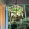 DORESshop 8 in. 4-Light Wood Grian/GrayGeometric Open Cage Pendant Light, Chandelier for Dining Room, House Foyer - 2 of 4