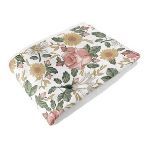 Sweet Jojo Designs Baby Girl Toddler Blanket Vintage Floral Pink Green and Yellow - 1 of 4