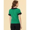 Allegra K Women's Contrast Doll Collar Polka Dots Short Sleeves Blouse - 4 of 4