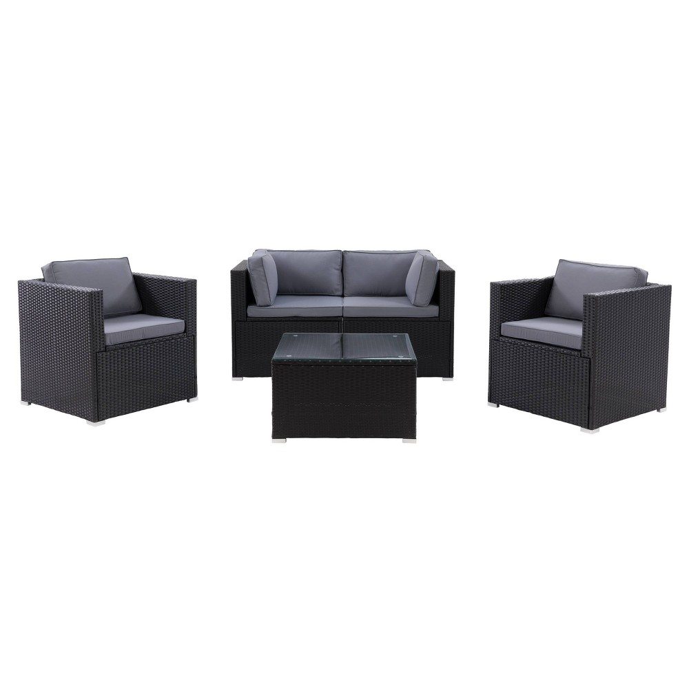Photos - Garden Furniture CorLiving Parksville 5pc Patio Sofa Sectional Set - Black  