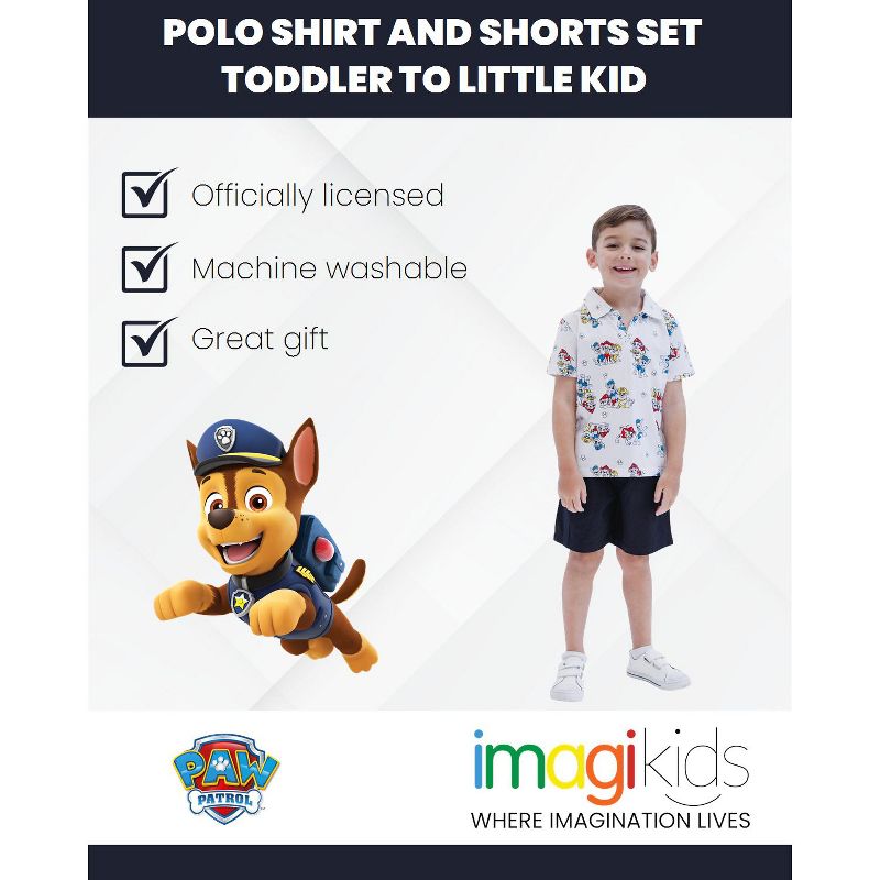 Paw Patrol Chase Marshall Rubble Polo Shirt and Shorts Toddler, 2 of 7