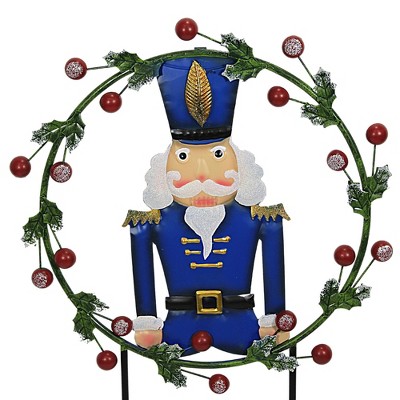 Christmas 29.0" Soldier In Wreath Berries Yard Decor  -  Decorative Garden Stakes