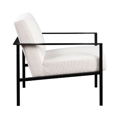 Milano Oatmeal White Metal Frame Accent Chair