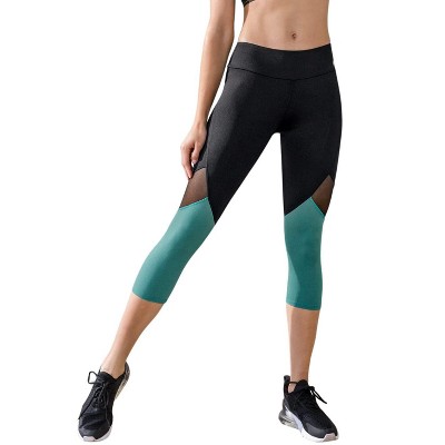 Leonisa Mid-Rise Capri Legging with Breathable Mesh Inserts at the Knee -  Black L