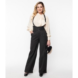 Unique Vintage Women's Thelma Suspender Pants Black - 1 of 4