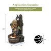 LuxenHome 24" Puppy and Bird Resin Water Fountain Outdoor with Barrel and LED Lights, Small Garden Waterfall Indoor and Outdoor Use Brown - 2 of 4