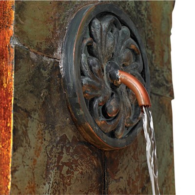 Ibizi Rustic Slate and Iron Wall Fountain with LED Light