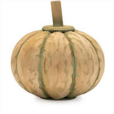 Carved Fir Wood Pumpkin Décor (Set of 2)