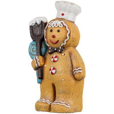 17.5" LED Lighted Gingerbread Snowman Chef Figurine