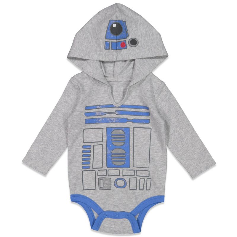 Star Wars Chewbacca Darth Vader R2-D2 Baby 3 Pack Long Sleeve Bodysuits Newborn to Infant, 3 of 10