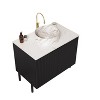 NicBex 30" Bathroom Vanity with Top Ceramic Vessel Sink,Chic Striped Bathroom Cabinet with 2 Doors,No Faucet/Mirror Included - 3 of 4