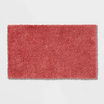 mnjin bathroom rug mat extra soft and absorbent microfiber bath rugs non  slip shaggy bath carpet machine wash dry bath mats for bathroom floor tub  and shower hot pink 