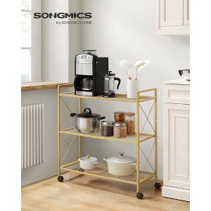 3-Tier Rolling Storage Cart, All-Metal Frame with X-Braced Sides and Wire Mesh Shelves, 31.5" Wide Mobile Organizer with Locking Casters - 1 of 4