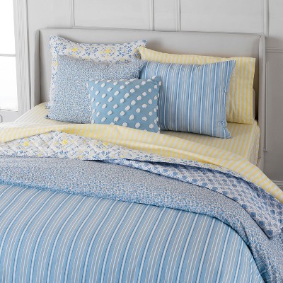 Arielle Comforter & Sham Set Blue/Yellow - Martha Stewart