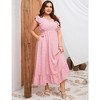 Whizmax Women's Plus Size Summer Dress with Pocket Ruffle Cap Sleeveless V Neck Side Split Long Beach Maxi Dress Pink Flowers 3XL - 3 of 4