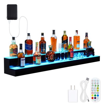2 Tier 60 Inch Acrylic Lighted Bottle Display with Remote & App Control