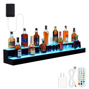 LED Lighted Liquor Shelves, 2 Tier 60 Inch Acrylic Lighted Bottle Display with Remote & App Control - 1 of 4