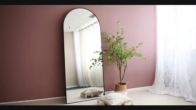 Muse Large Arch Mirror Full Length,71X24 Arched Mirror Oversize Rectangle With Arch-Crowned Top with Aluminum Frame Leaning Floor Mirrors-The Pop Home, 2 of 10, play video