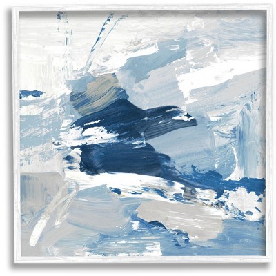 Stupell Industries Abstract Brushed Blue Painting Framed Giclee Art