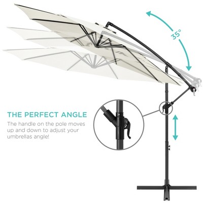 Ivory 10ft Offset Hanging Patio Umbrella with Steel Frame
