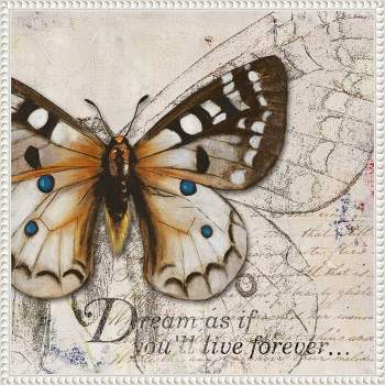 22"x22" Living your Dreams I Butterfly by Patricia Pinto Framed Canvas Wall Art Print White - Amanti Art