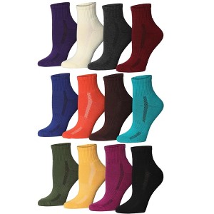 Tipi Toe Women's 12-Pairs Running & Athletic Sports Performance Kaleidoscope Canvas Singular Side Accent Patterned Quarter Socks - 1 of 1