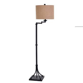 Tipton Swing Arm Floor Lamp with Burlap Shade Bronze/Tan - StyleCraft