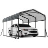Acekool 10x15 FT Metal Carport with Galvanized Steel Roof and Enhanced Base, Heavy Duty Shelter for Trucks, Boats, Cars, Outdoor Garage - 2 of 4