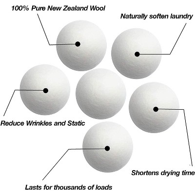 Maison XXL White Wool Dryer Balls 6 Pack