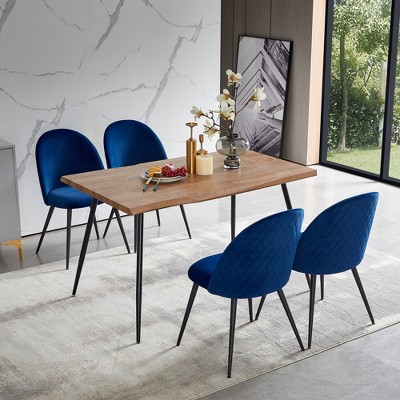 DOMETOUR Modern Velvet Dining Chairs Set of 4 for Living Room Outdoor Lounge