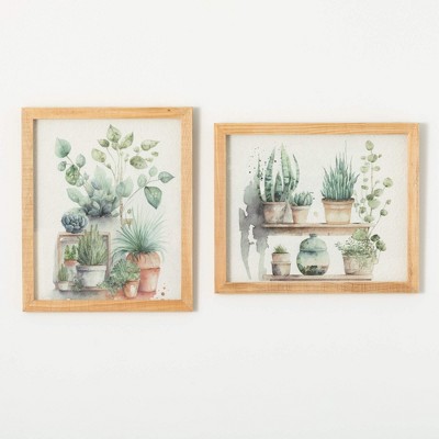 Sullivans Plant Shadow Box Wall Art Set of 2, 24"H & 20"H; Multicolor