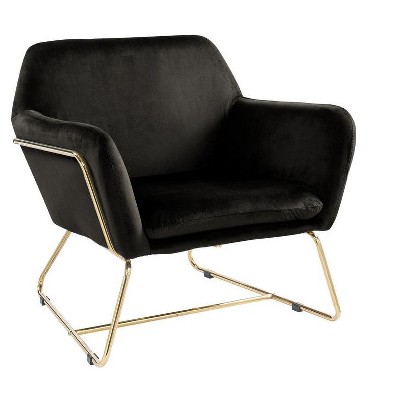 NicBex Velvet Accent Chair,Upholstered Living Room Chairs with Mid-Height Backrest and Metal Base,Modern Armchair,Club Chairs for Living Room