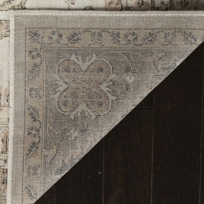Elegant Stone & Mouse 24" Transitional Vintage Wool-Blend Rug