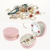Unique Bargains Portable PU Leather Mini Round Travel Jewelry Box with Mirror - 2 of 4