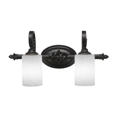 Toltec Lighting Elegante 2 - Light Vanity in  Dark Granite with 4" White Muslin Shade