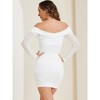 Allegra K Women's Long Sleeve Off Shoulder Ruched Mesh Party Bodycon Dress - 3 of 4