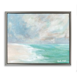 Stupell Industries Peaceful Beach Foam Shore Scenery Floating Frame Canvas Art - 1 of 4