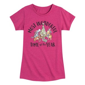 Girls' - Winnie the Pooh - Christmas Most Wonderful Time of the Year Fitted Short Sleeve Graphic T-Shirt - 1 of 4