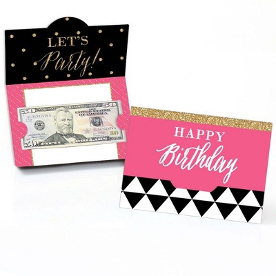 Big Dot of Happiness Pink Rose Gold Birthday - Happy Birthday Party Money  and Gift Card Sleeves - Nifty Gifty Card Holders - Set of 8 