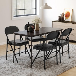 Folding Chairs Set of 8, PU Upholstered Foldable Chairs with Metal Frame Hold Up to 350 Pounds, Portable Folding Chairs Suitable for Dining Room - 1 of 4