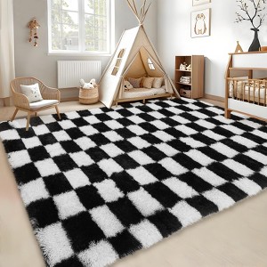 Shag Area Rug for Living Room Bedroom High Pile Soft Fuzzy Plush Indoor Non Slip Rug Modern Geometric Rug - 1 of 4