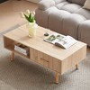 KTMBDW Coffee Table 41" Mid Century Modern Center Table with Drawer, Fluted Living Room Table with Storage, Open Shelf Coffee Table - 2 of 4