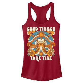 Juniors Womens Lost Gods Good Things Take Time Butterfly Racerback Tank Top
