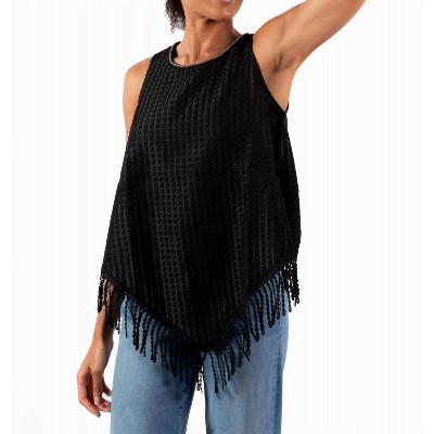 Women's Silver Trim Fringe Top - Reveuse