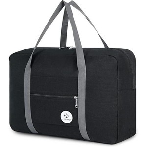 Hachikiko Foldable 25L Travel Duffel Tote, Waterproof Carry On Luggage for Frontier Airlines, Overnight Gym Bag,Black - 1 of 4