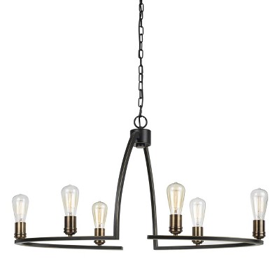 19.5" Metal Kinder Chandelier with Accents Dark Bronze/Antique Brass - Cal Lighting