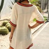 Anna-Kaci Women's Woven Beach Cover-Up Dress with Crochet Trim and Off-Shoulder Design - 2 of 4
