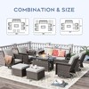 Brafab 8 Peices Outdoor Patio Furniture Set with 44" Gas Fire Pit Table and PE Wicker Swivel Rocking Chairs Conversation Sets with 4.3" Cushion - 2 of 4