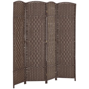 HOMCOM Room Divider, 6' Tall Folding Privacy Screen, Hand-Woven Freestanding Wood Partition for Home Office, Bedroom - 1 of 4