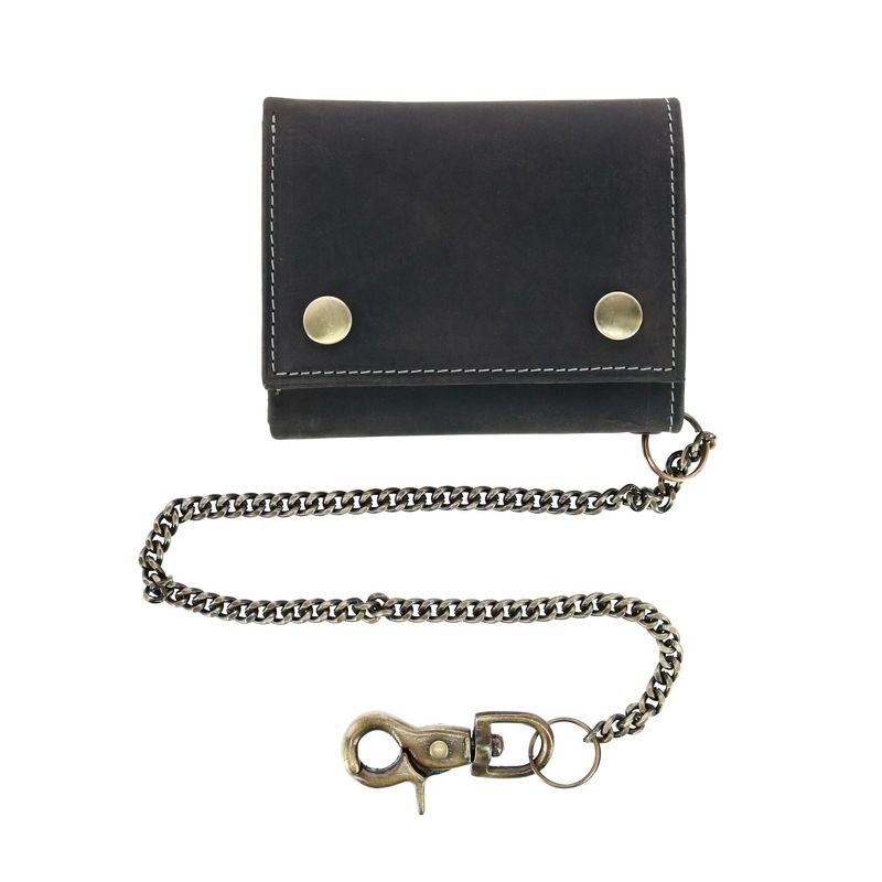 CTM Men's RFID Hunter Leather Chain Wallet, 1 of 6